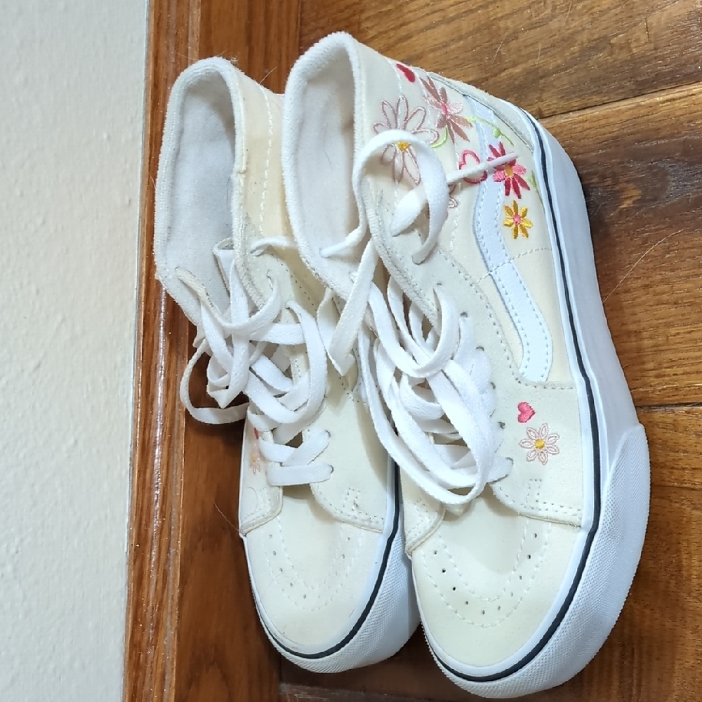 Vans Kids Cream Floral High-Top Sneakers